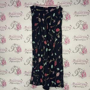 Salaam! Skirt water color flowers floral black multi color long maxi skirt cute